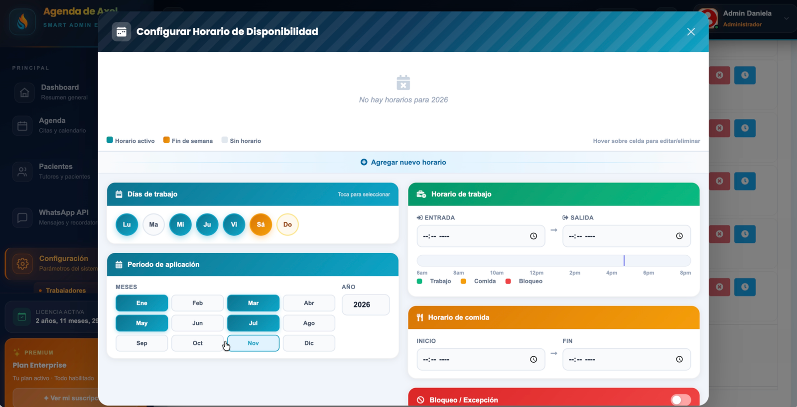 Como Asignar horarios a los medicos